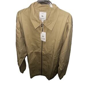 Free Assembly Men’s Coach Jacket Khaki Size 2XL | Zip Front Casual Lightweig